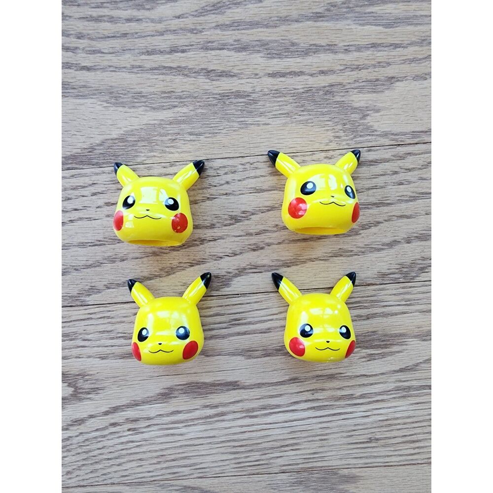 Pokemon Pikachu Head Bottle Topper Lot of 4 VGUC